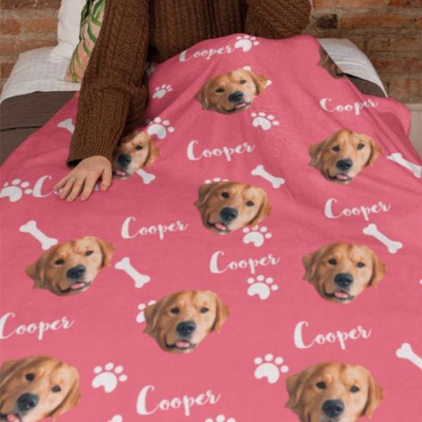 Custom Dog Face And Name Blankets