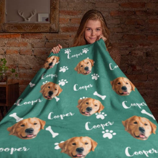 Custom Dog Face And Name Blankets