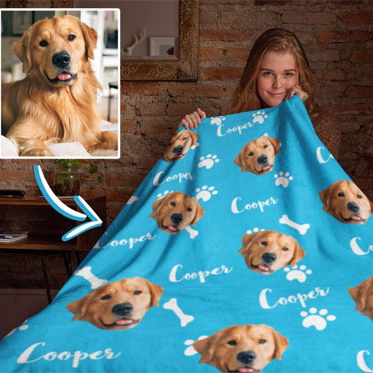 Custom Dog Face And Name Blankets